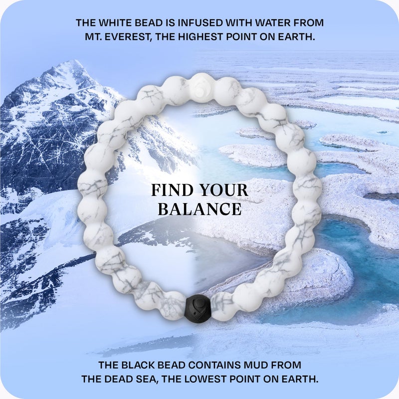 Lokai Silicone Beaded Bracelet for Women & Men, Marble White - Medium, 6.5 Inch Circumference - Silicone Jewelry Fashion Bracelet Slides-On for Comfortable Fit - Image 3